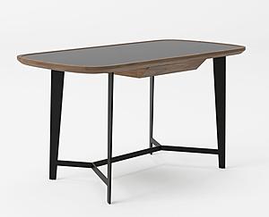 Modrest Girard - Modern Walnut & Black Glass Desk by VIG Furniture