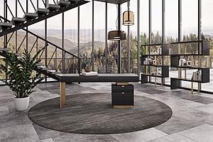 Modrest Trahan - Modern Grey Elm & Gold Office Desk by VIG Furniture