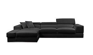 Divani Casa Pella Mini - Modern Black Leather Left Facing Chaise Sectional Sofa by VIG Furniture