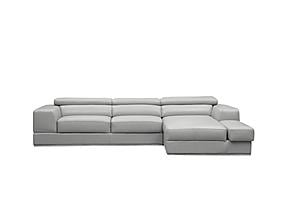 Divani Casa Pella Mini - Modern Grey Italian Leather Right Facing Chaise Sectional Sofa by VIG Furniture