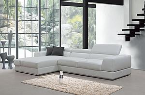 Divani Casa Pella Mini - Modern White Leather Left Facing Chaise Sectional Sofa by VIG Furniture