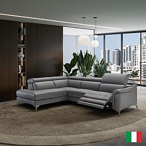 Coronelli Collezioni Monte Carlo - Italian Modern Grey Leather LAF Chaise Sectional Sofa by VIG Furniture
