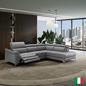 Coronelli Collezioni Monte Carlo - Italian Modern Grey Leather RAF Chaise Sectional Sofa by VIG Furniture