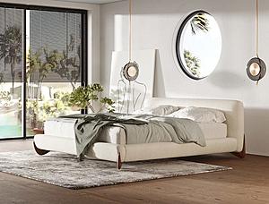 Modrest Fleury - Contemporary Cream Fabric and Walnut Bed by VIG Furniture
