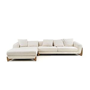 Modrest Fleury - Contemporary Cream Fabric and Walnut LAF Chaise Sectional Sofa by VIG Furniture