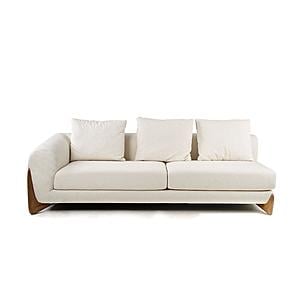 Modrest Fleury - Contemporary Cream Fabric and Walnut RAF Chaise Sectional Sofa by VIG Furniture