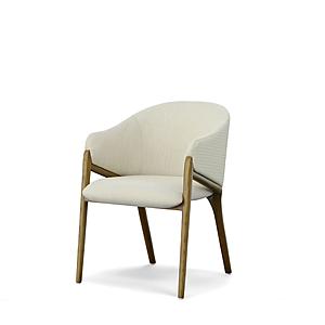 Modrest Lunde Cream Fabric and Walnut Arm Dining Chair by VIG Furniture