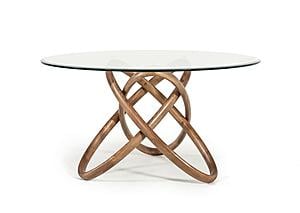Modrest Mason Modern Round Glass & Walnut Dining Table by VIG Furniture