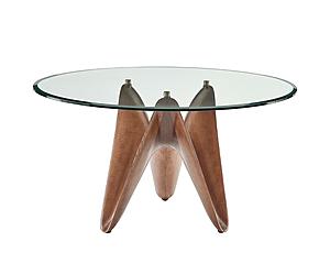 Modrest Seguin - Round Glass + Walnut Dining Table by VIG Furniture