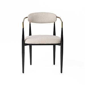 Modrest Buchtel - Mid-Century Modern Light Grey + Gold Arm + Black Dining Chair by VIG Furniture