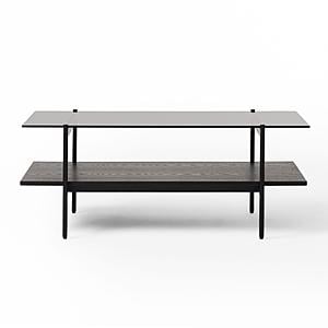 Modrest Conley - Mid-Century Modern Grey Glass + Black Ash Coffee Table by VIG Furniture