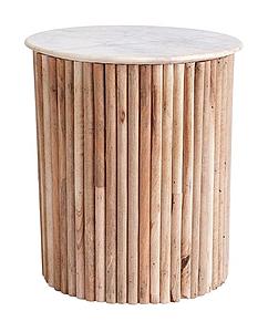 Modrest - Cambridge White Marble & Mango Round End Table by VIG Furniture