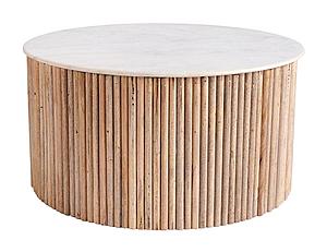 Modrest - Cambridge White Marble & Mango Round Coffee Table by VIG Furniture