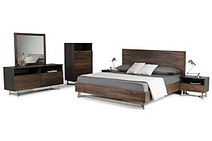 Eastern King Modrest Wharton Modern Dark Aged Oak Bedroom Set by VIG Furniture