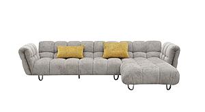 Divani Casa Jacinda - Modern Grey Fabric Right Facing Chaise Sectional Sofa w/2 Yellow Pillows by VIG Furniture