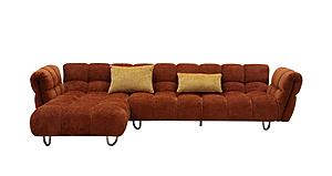 Divani Casa Jacinda - Modern Burnt Orange Fabric Left Facing Chaise Sectional Sofa + 2 Yellow Pillows by VIG Furniture