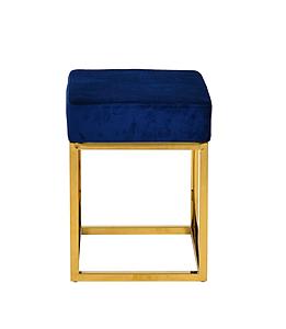 Modrest Downey Modern Blue Velvet & Gold Stool Ottoman by VIG Furniture