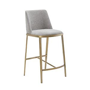 Modrest Brent- Contemporary Light Grey Fabric + Brass Counter Stool by VIG Furniture