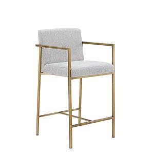 Modrest Burnham- Contemporary Off White Fabric + Brass Counter Stool by VIG Furniture