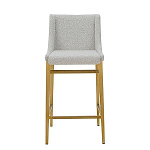 Modrest Mimi - Modern Light Grey Fabric + Antique Brass Counter Stool (Set of 2) by VIG Furniture