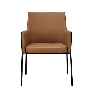 Modrest Leshay - Modern Dark Camel Vegan Leather + Black Metal Dining Chair by VIG Furniture