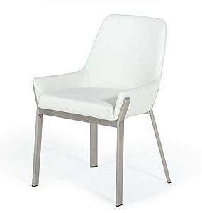 Modrest Ganon - Modern White & Brushed Stainless Steel Dining Chair by VIG Furniture