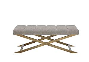 Modrest Xane - Contemporary Grey Fabric & Brushed Brass Bench by VIG Furniture