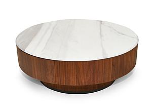 [Floor Sample] Nova Domus Hilton- Modern Walnut and White Marble 40" Round Coffee Table by VIG Furniture