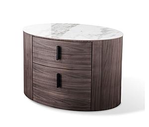 Modrest Chelton - Contemporary White Ceramic & Walnut Oval Nightstand by VIG Furniture