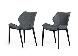 Modrest Instone - Industrial Dark Grey Eco-Leather Dining Chair (Set of 2) by VIG Furniture