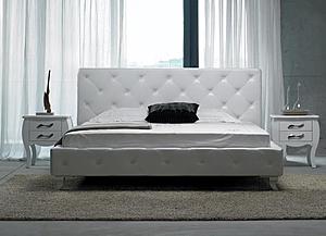 Queen Monte Carlo Modern White Leatherette Bed w/ Crystals by VIG Furniture