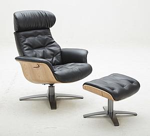 Modrest - Nowak Modern Black Lounge Chair & Ottoman Set by VIG Furniture