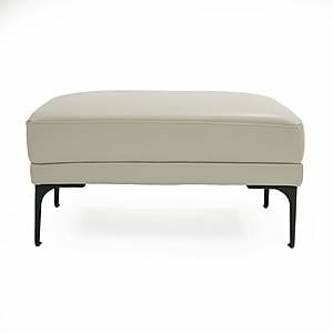 Divani Casa Jacoba - Modern Light Grey Leather Rectangular Ottoman by VIG Furniture