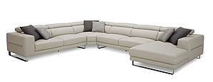 Divani Casa Hawkey - Contemporary Light Grey Leather RAF Chaise Sectional Sofa by VIG Furniture