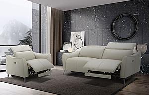 Divani Casa Prairie Light Grey Leather Electric Recliner with Electric Headrest by VIG Furniture