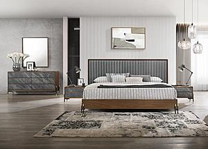 Nova Domus Metcalf - California King Mid-Century Walnut & Grey Bedroom Set by VIG Furniture