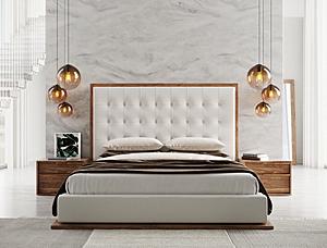 Modrest Amberlie - White Vegan Leather & Walnut CK Bed by VIG Furniture