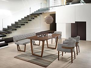Modrest Jordan Modern Walnut & Grey Dining Set w/4 Chairs and Bench by VIG Furniture
