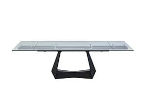 Modrest Maroney Modern Black and Glass Extendable Dining Table - Thumbnail 3