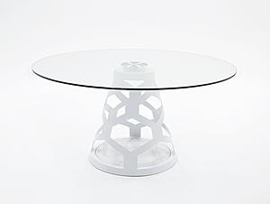 Modrest Lilly - Modern 12Mm Round Glass + White Dining Table by VIG Furniture