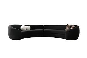 Modrest - Kilmer Modern Black Curved Fabric Sectional Sofa by VIG Furniture