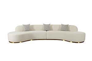 Divani Casa Frontier - Glam Beige Fabric Curved Sectional Sofa w/Grey Pillows by VIG Furniture