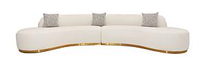 Divani Casa Frontier - Glam White Fabric Curved Sectional Sofa with Beige Pillows by VIG Furniture
