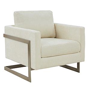 Modrest Prince - Contemporary Off White Fabric and Silver Accent Chair by VIG Furniture
