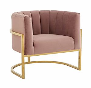 Modrest Landau - Modern Pink Velvet & Gold Stainless Steel Accent Chair by VIG Furniture