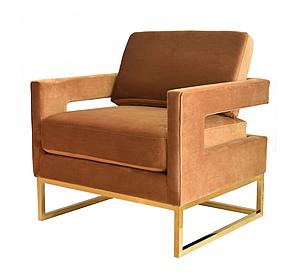 Modrest Edna - Camel Velvet + Gold Accent Chair by VIG Furniture