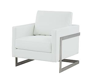 Modrest Prince - Contemporary White + Silver Leather Accent Chair by VIG Furniture