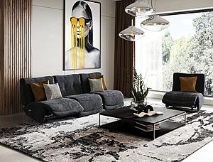 Divani Casa Basil - Modern Dark Grey Fabric Small Sofa w/3 Electric Recliners by VIG Furniture