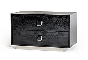 A&X Victoria Modern Black Crocodile Nightstand by VIG Furniture
