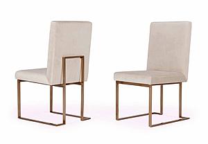 Modrest Fowler - Modern Beige and Brass Velvet Dining Chair Set of 2 by VIG Furniture